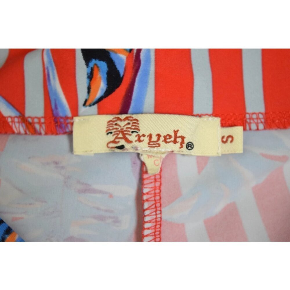 ARYEH BIRDS OF PARADISE STRIPED ORANGE CAPRI PANTS - Picture 7 of 8